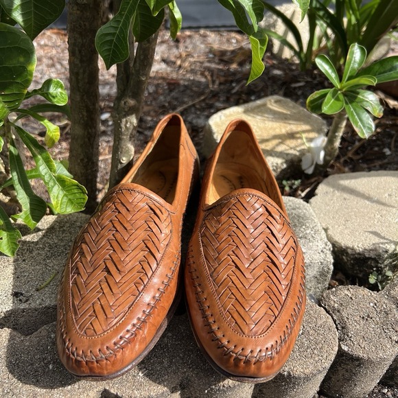 Santoni Men\'s Loafers Woven Brown Leather Made in Italy  Size 9.5 $895 Retail main image 6